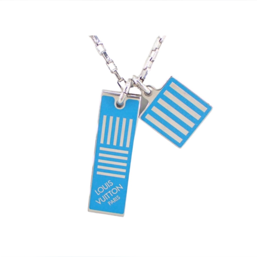 Authentic Louis Vuitton Blue and Silver Pendant Necklace